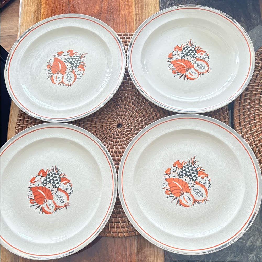 Vintage American chinaware low bowls (4) 7 1/2 x 1